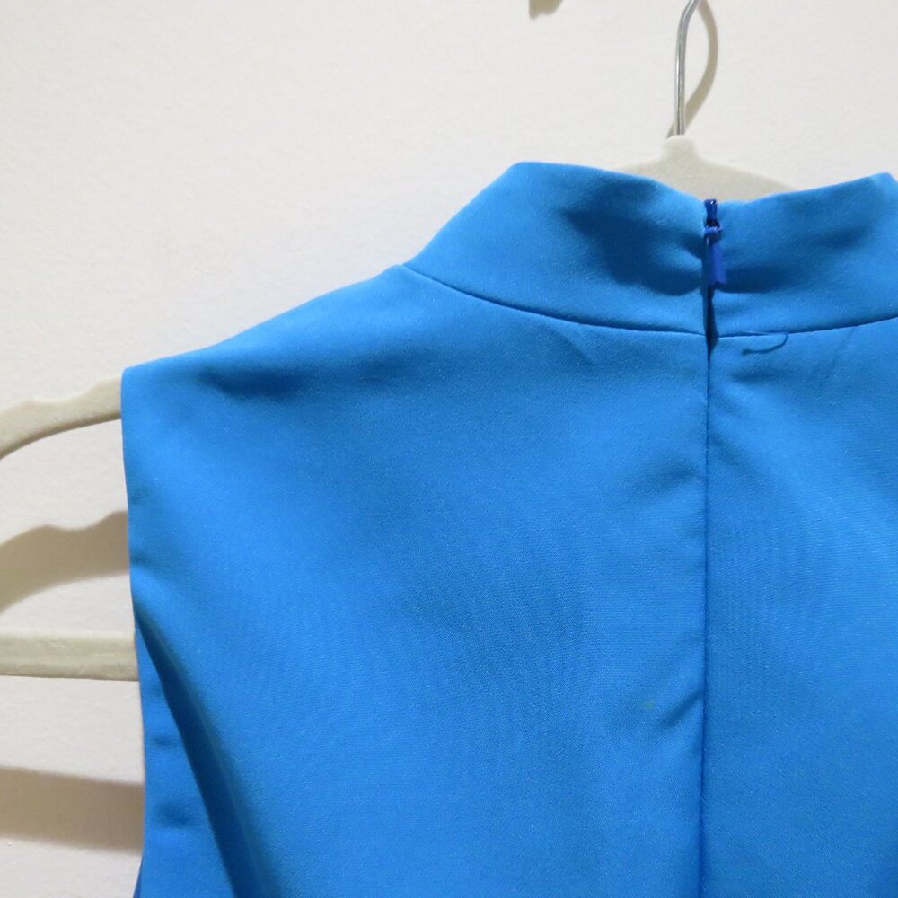 BLACK HALO Naya Sleeveless Mock Neck Ruched Sheath Dress in Breezy Blue US 10 - Picture 11 of 14